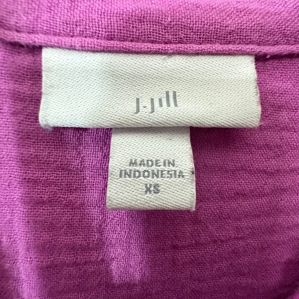 J.Jill Purple Cotton Double Gauze Midi Shirt Dress Roll Tab Sleeve Womens XS